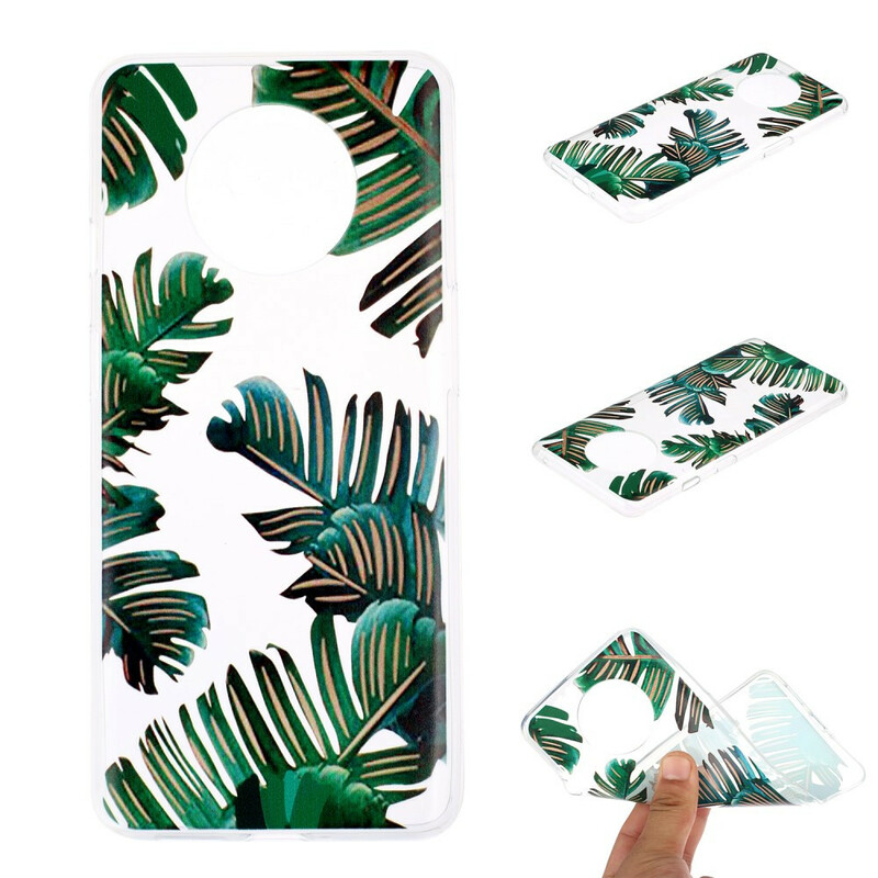 Transparente OnePlus 7T Schutzhülle Grüne Blätter