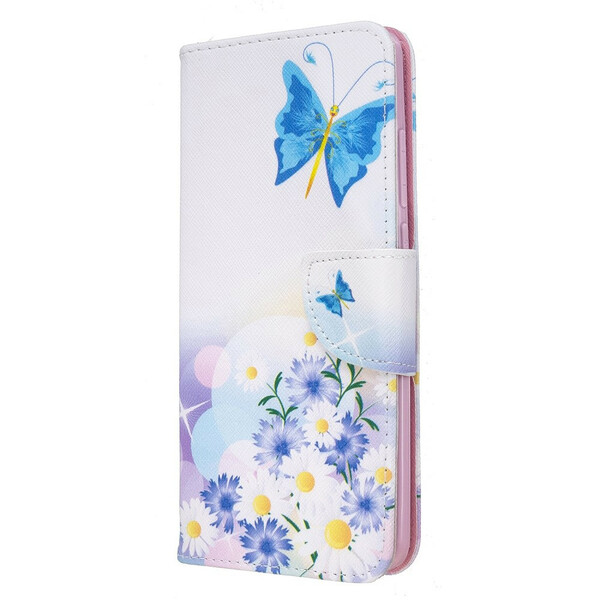 Xiaomi Redmi 8 Hülle Gemalte Schmetterlinge und Blumen