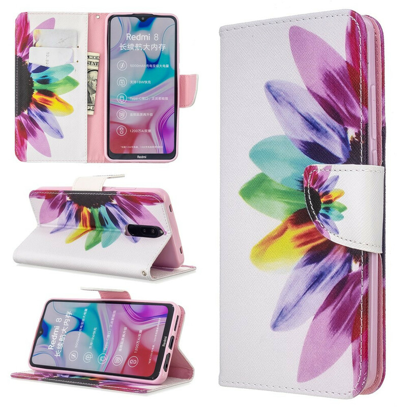 Xiaomi Redmi 8 Blume Aquarell Tasche