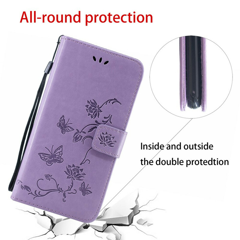 Sony Xperia 5 Tasche Schmetterlinge Und Blumen Mit Riemen Sony Xperia 5 Tasche Schmetterlinge Und Blumen Mit Riemen