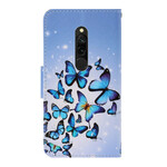 Xiaomi Redmi 8 Tasche Variationen Schmetterlinge mit Riemchen