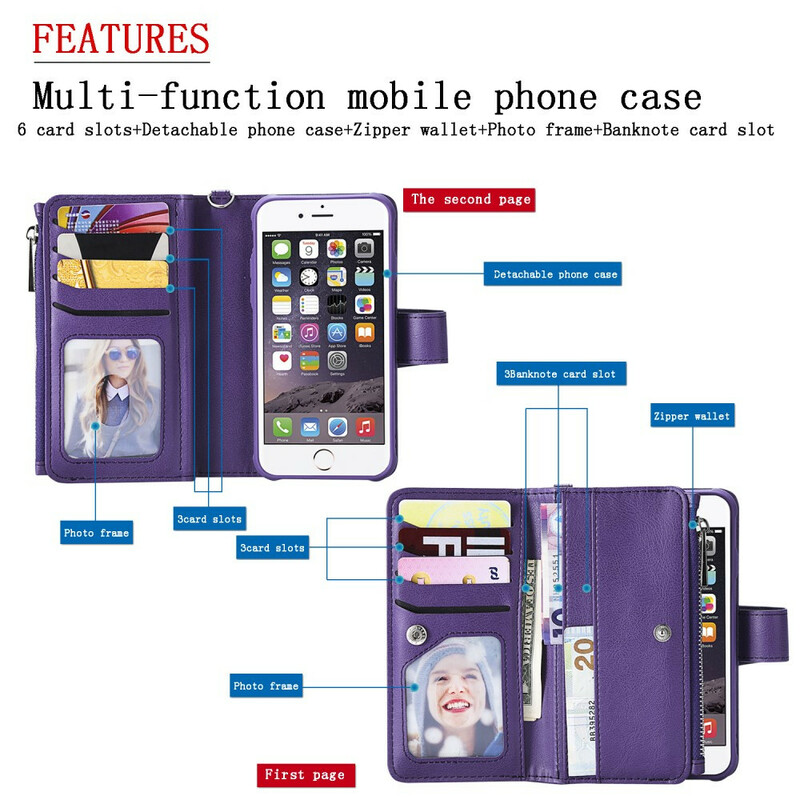 iPhone 8 / 7 / 6S / 6 Hülle abnehmbar Brieftasche
