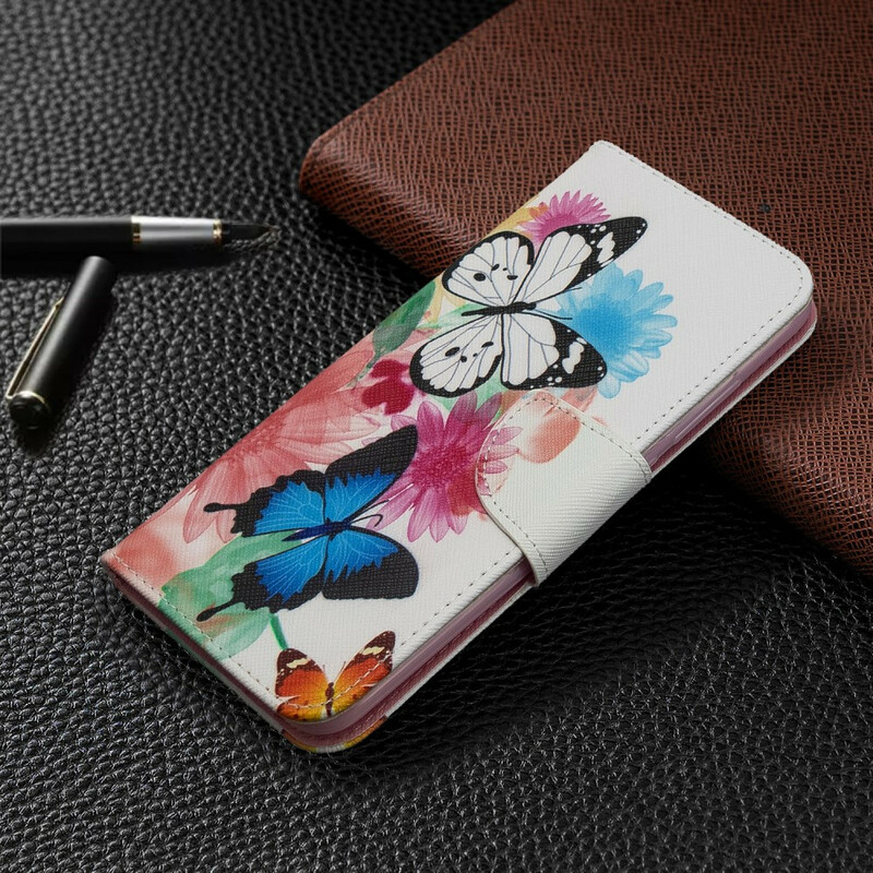 Xiaomi Redmi 8A Hülle Gemalte Schmetterlinge und Blumen