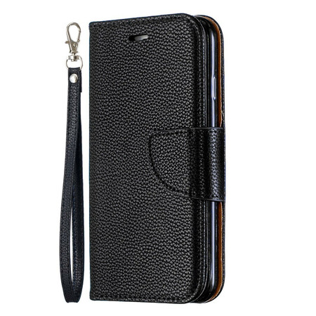 iPhone 6/6S Hülle in Litschi-Lederoptik mit farbigem Riemen