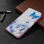 Xiaomi Redmi Note 8T Hülle Gemalte Schmetterlinge und Blumen