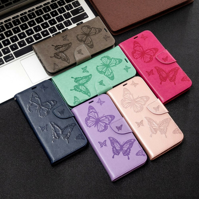 Xiaomi Redmi Note 8T Tasche Bedruckte Schmetterlinge mit Riemen