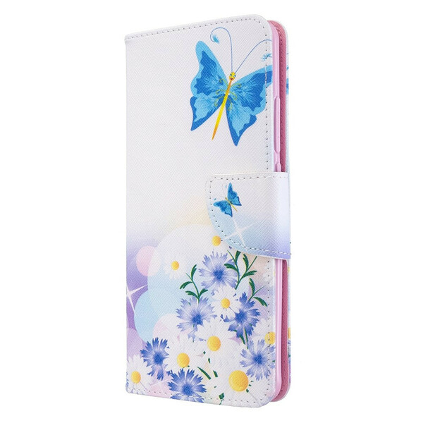 Xiaomi Mi Note 10 / Note 10 Pro Hülle Gemalte Schmetterlinge und Blumen