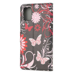 Samsung Galaxy A51 Hülle Schmetterlinge und Blumen
