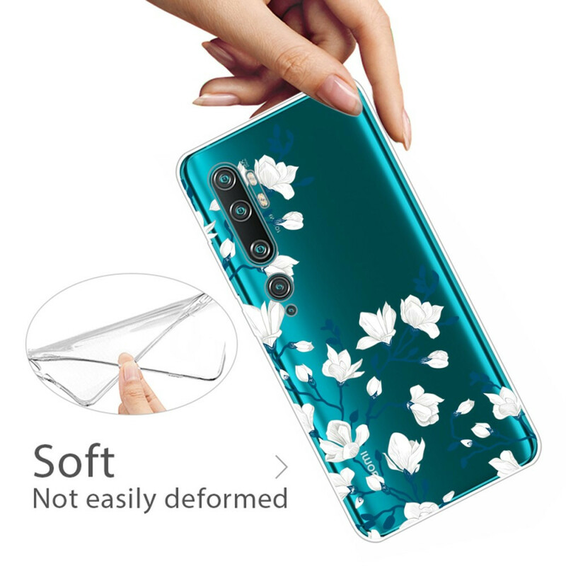Xiaomi Mi Note 10 Cover Weiße Blumen