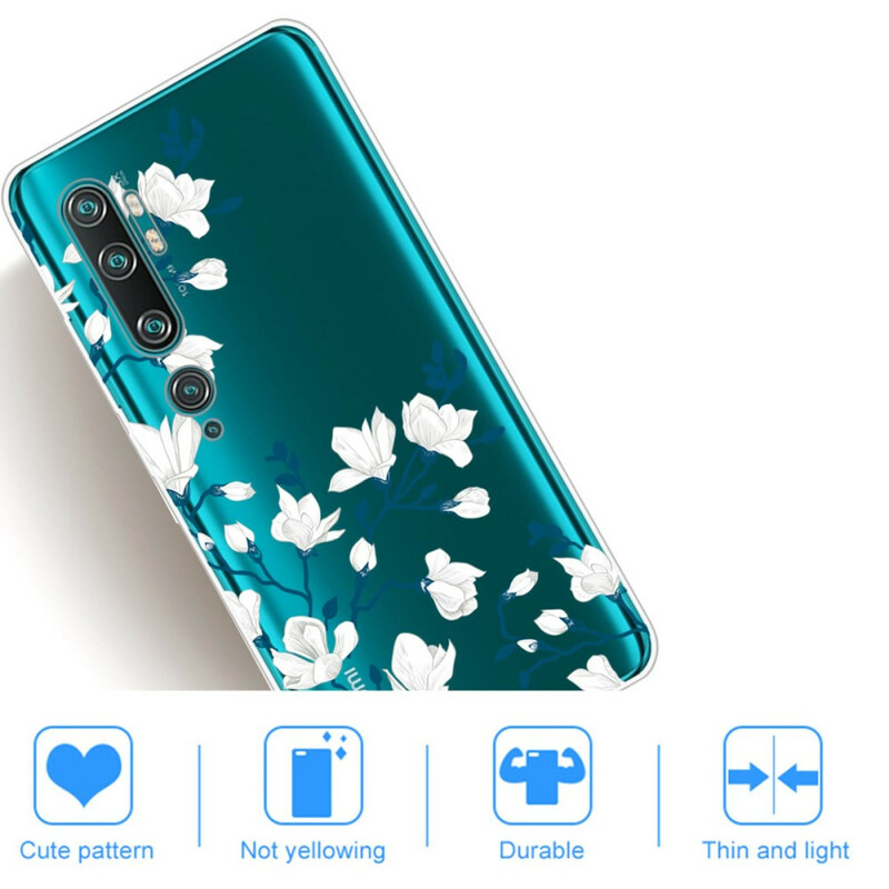 Xiaomi Mi Note 10 Cover Weiße Blumen