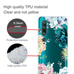 Xiaomi Mi Note 10 Transparent Aquarell-Blumen Cover