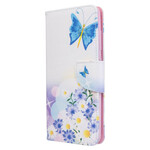 Hülle Samsung Galaxy A51 Gemalte Schmetterlinge und Blumen