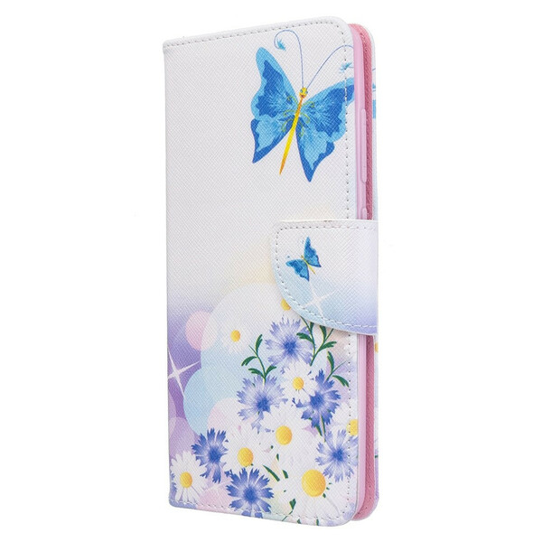 Hülle Samsung Galaxy A51 Gemalte Schmetterlinge und Blumen