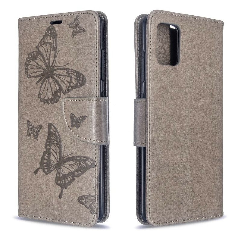 Hülle Samsung Galaxy A51 Die fliegenden Schmetterlinge mit Lanyard
