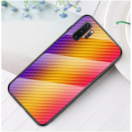 Hülle Samsung Galaxy Note 10 Plus Gehärtetes Glas Kohlefaser
