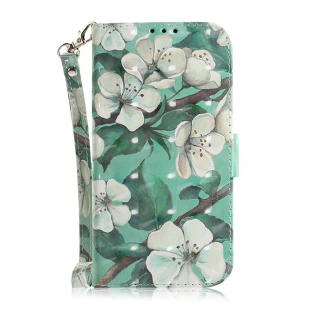 Huawei P Smart 2019 Tasche Blumen Zweig mit Riemen