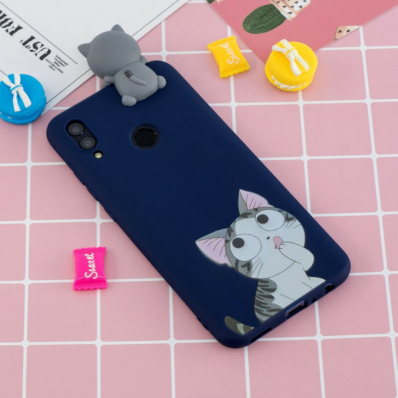 Cover Huawei P Smart 2019 Katze Denker 3D