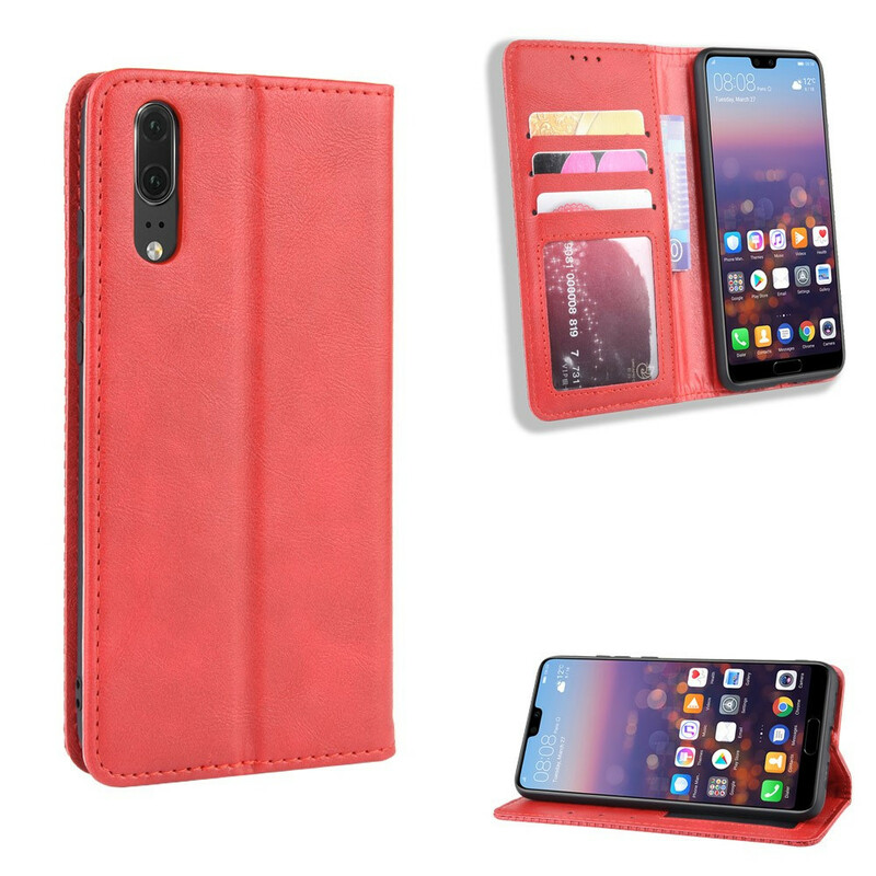 Flip Cover Huawei P20 Vintage-Leder-Effekt Stilisiert