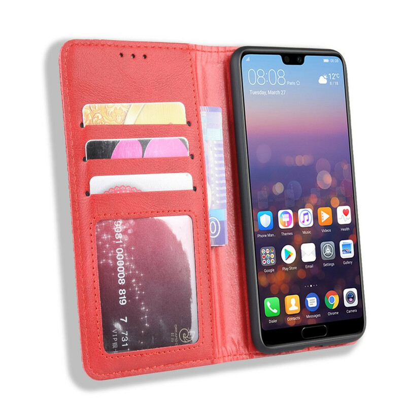 Flip Cover Huawei P20 Vintage-Leder-Effekt Stilisiert