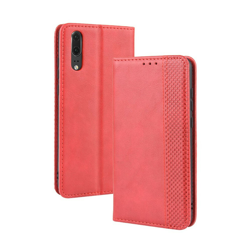 Flip Cover Huawei P20 Vintage-Leder-Effekt Stilisiert