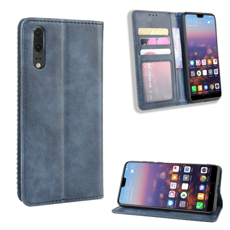 Flip Cover Huawei P20 Vintage-Leder-Effekt Stilisiert