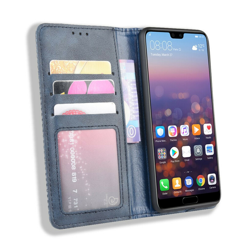 Flip Cover Huawei P20 Vintage-Leder-Effekt Stilisiert