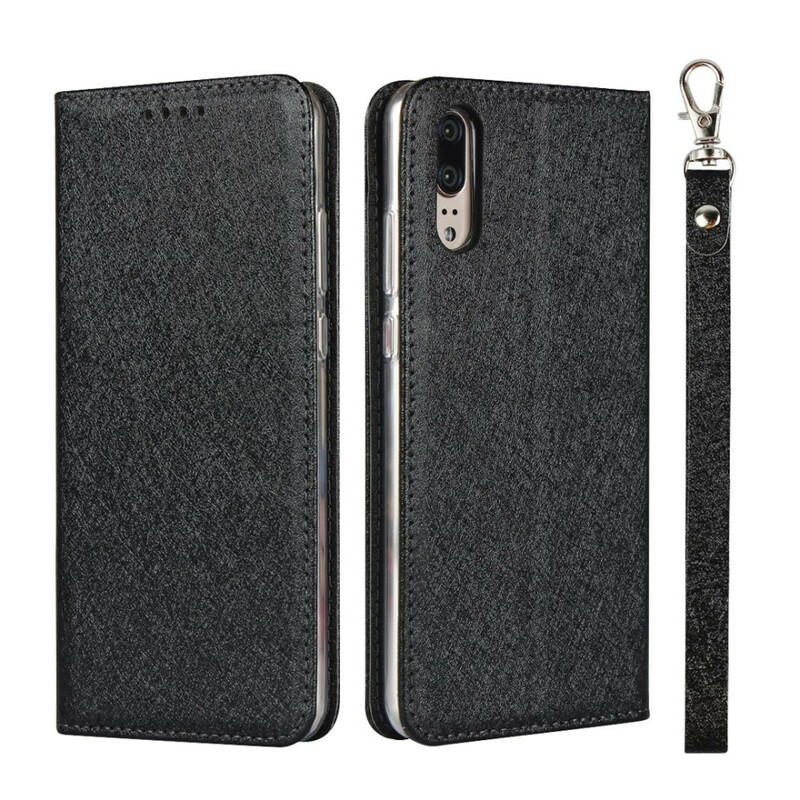 Flip Cover Huawei P20 Style Weiches Leder mit Riemen