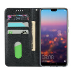 Flip Cover Huawei P20 Style Weiches Leder mit Riemen