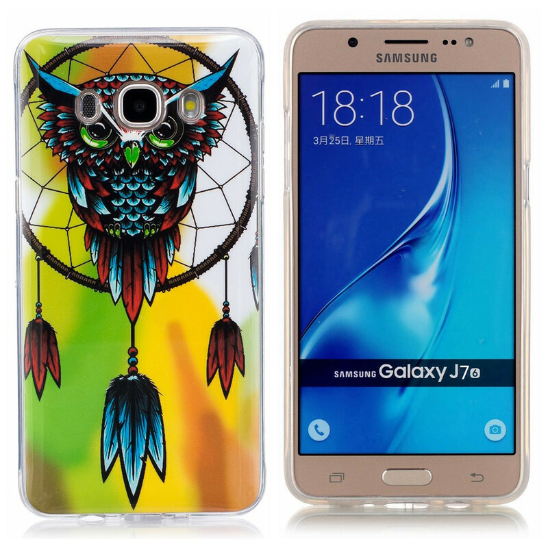 Samsung Galaxy J7 2016 Traumfänger Eule Cover Fluoreszierend