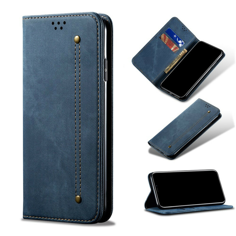 Flip Cover Samsung Galaxy A50 Stoff Jeans