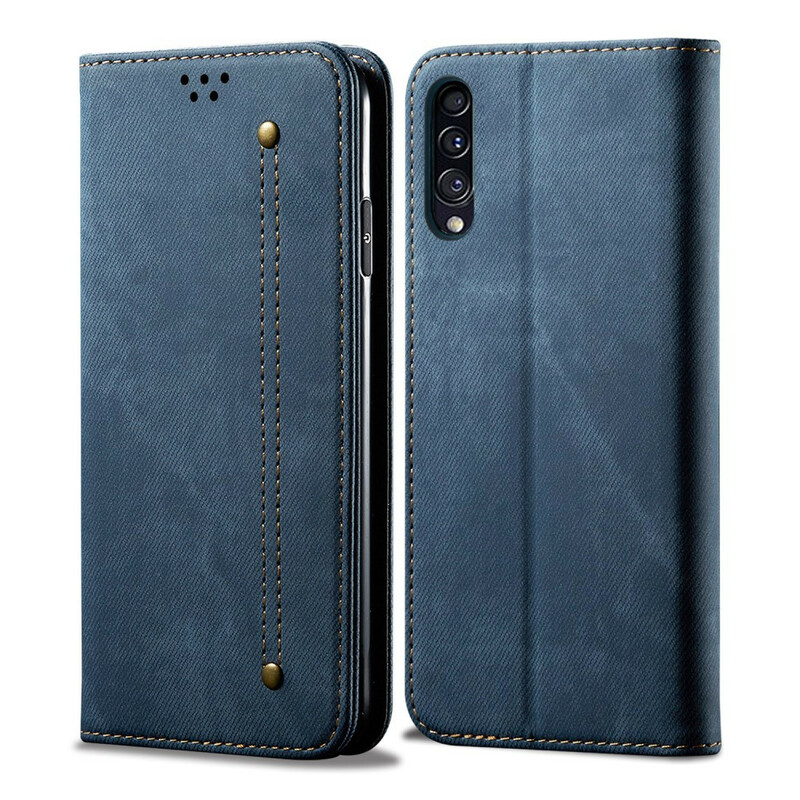 Flip Cover Samsung Galaxy A50 Stoff Jeans