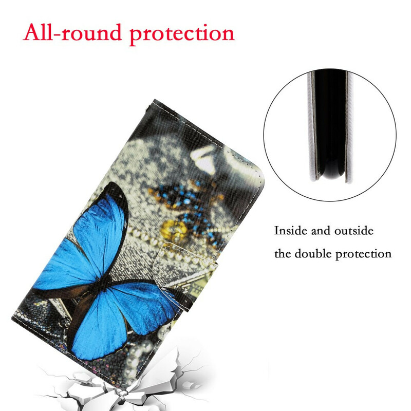 Samsung Galaxy S20 Tasche Variationen Schmetterlinge mit Riemen