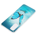 Samsung Galaxy S20 Schmetterling Cover Blau Fluoreszierend