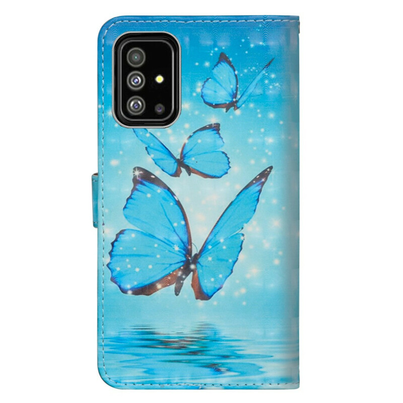 Samsung Galaxy A71 Hülle Blaue Schmetterlinge Volants