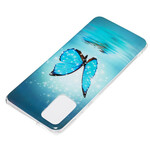 Samsung Galaxy S20 Plus Schmetterling Cover Blau Fluoreszierend