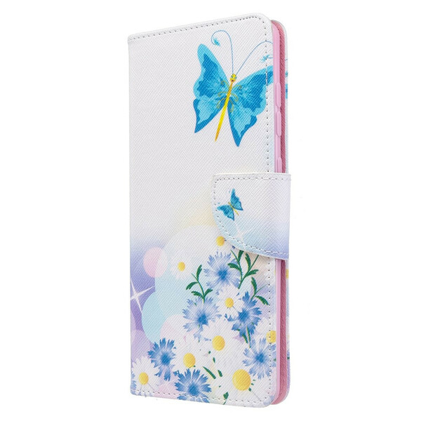 Hülle Samsung Galaxy A71 Gemalte Schmetterlinge und Blumen