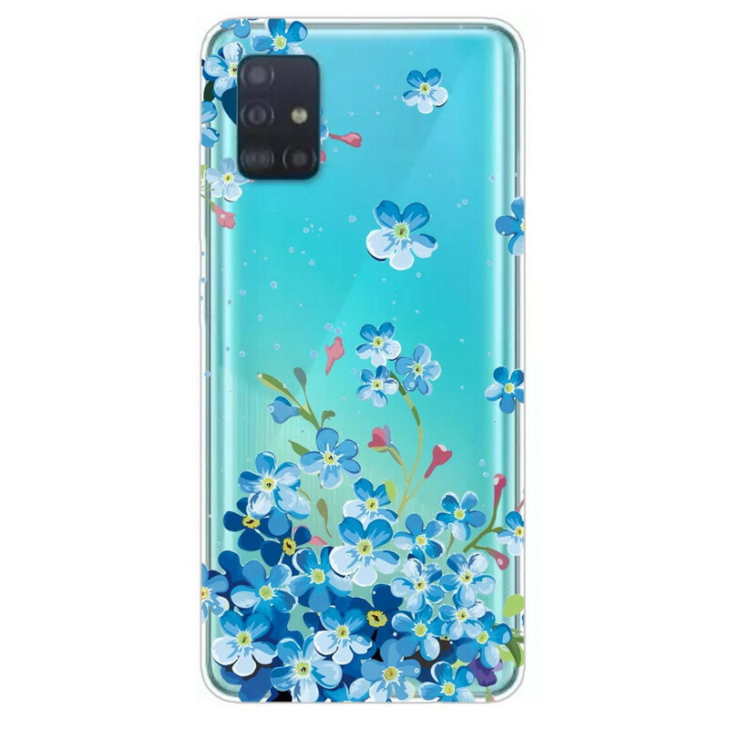 Samsung Galaxy A71 Cover Blaue Blumen