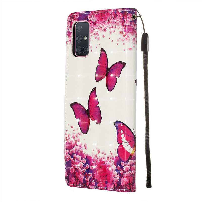 Hülle Samsung Galaxy A71 Rote Schmetterlinge