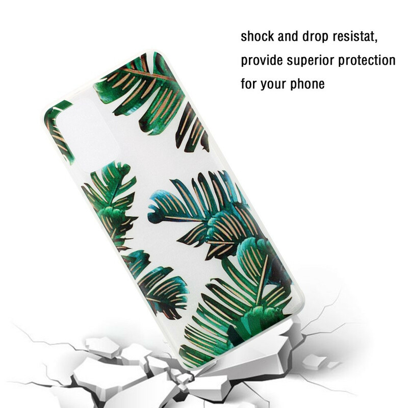 Samsung Galaxy S20 Hülle Transparent Grüne Blätter