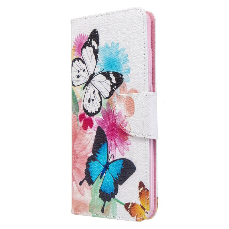 Hülle Samsung Galaxy S20 Plus Gemalte Schmetterlinge und Blumen