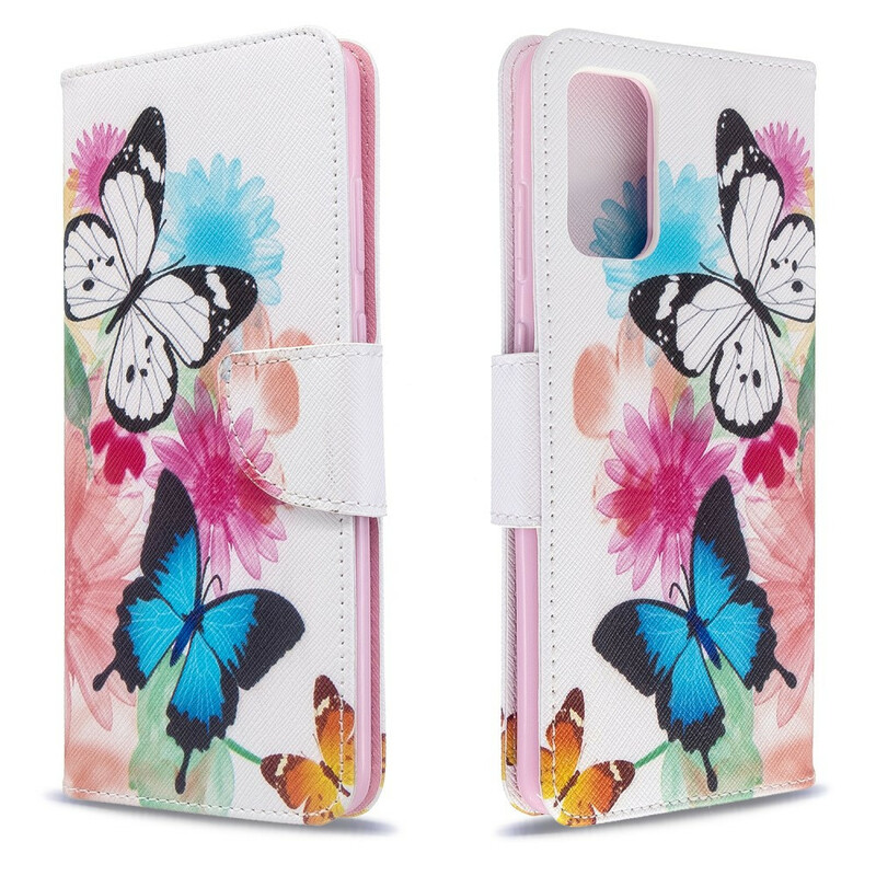 Hülle Samsung Galaxy S20 Plus Gemalte Schmetterlinge und Blumen