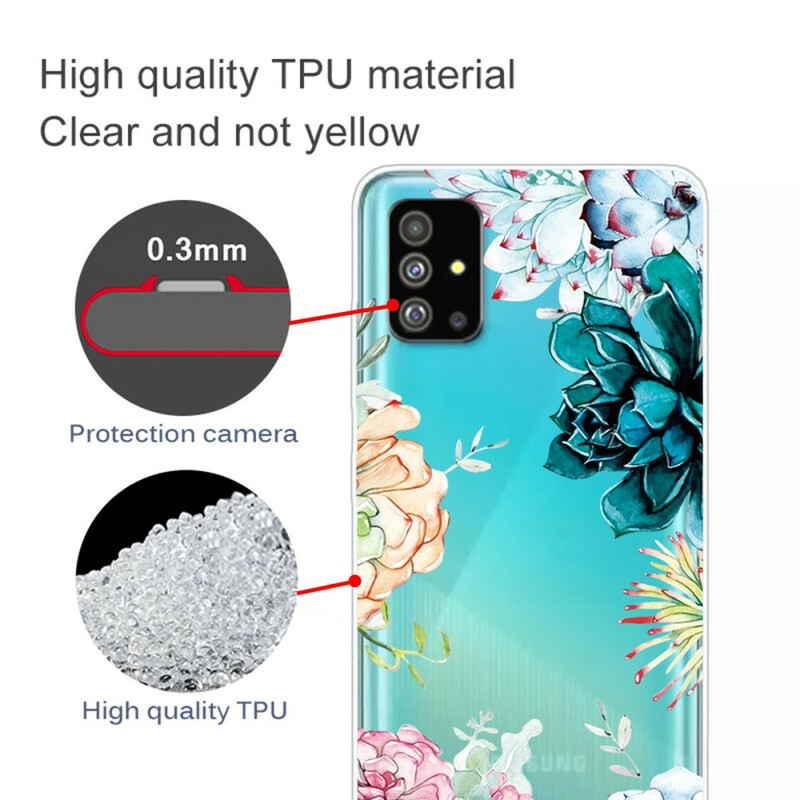 Samsung Galaxy S20 Plus Cover Transparent Aquarell Blumen