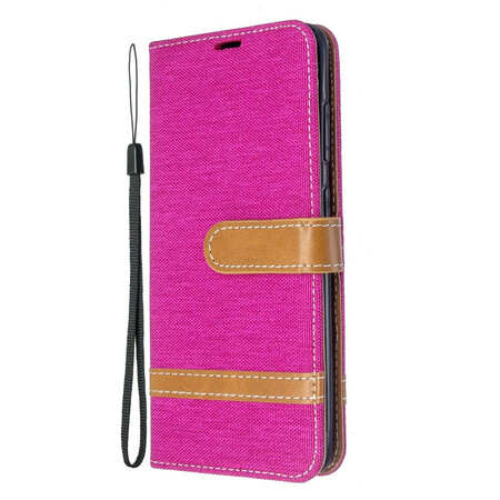 Samsung Galaxy S20 Stoff und Lederoptik Tasche mit Riemen