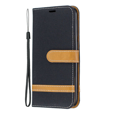 Samsung Galaxy A10e Stoff und Lederoptik Tasche mit Riemen