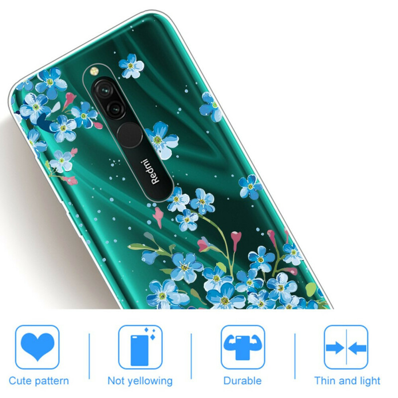 Xiaomi Redmi 8 Cover Blauer Blumenstrauß