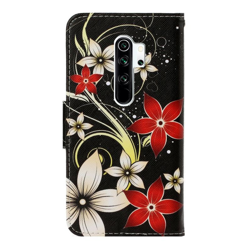 Xiaomi Redmi Note 8 Pro Hülle Bunte Blumen mit Riemen