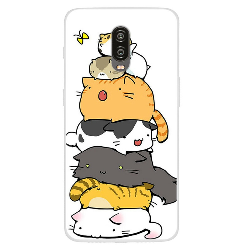 OnePlus 6T Cover Katzenhaufen Cartoon