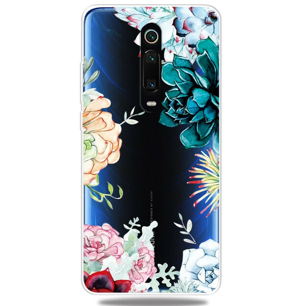 Xiaomi Mi 9T / Mi 9T Pro Cover Transparent Aquarell Blumen