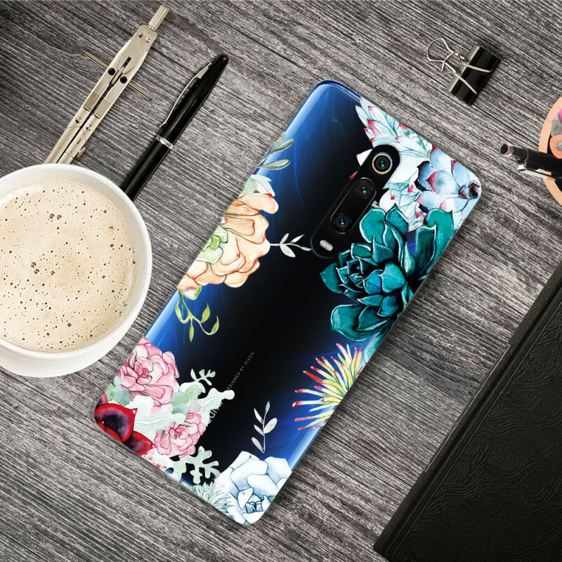 Xiaomi Mi 9T / Mi 9T Pro Cover Transparent Aquarell Blumen