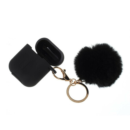 AirPods-Hülle Silcione und Karabinerhaken Pelz
